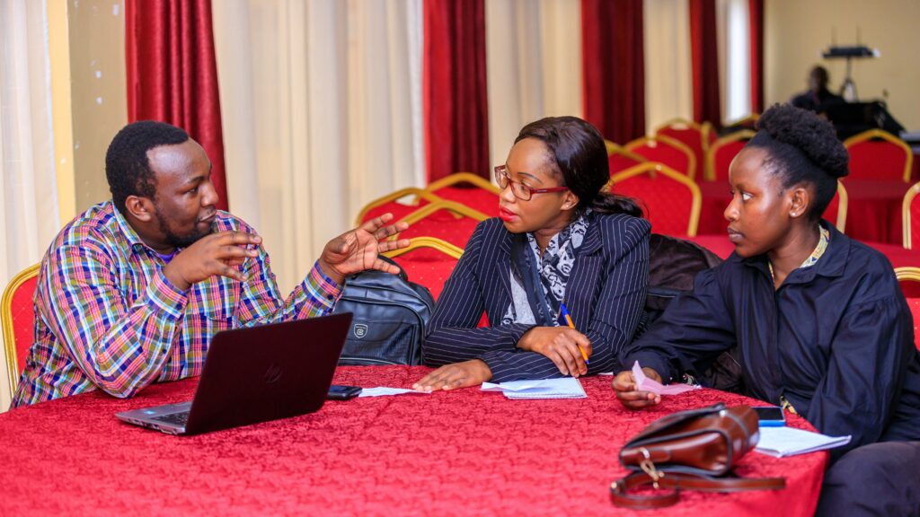 Young people in a conversation, brainstorming