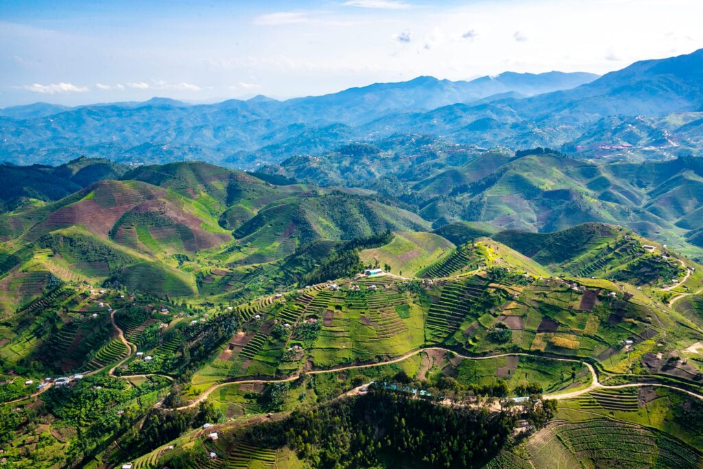 Aerial View of Verdant Hills in Rwanda