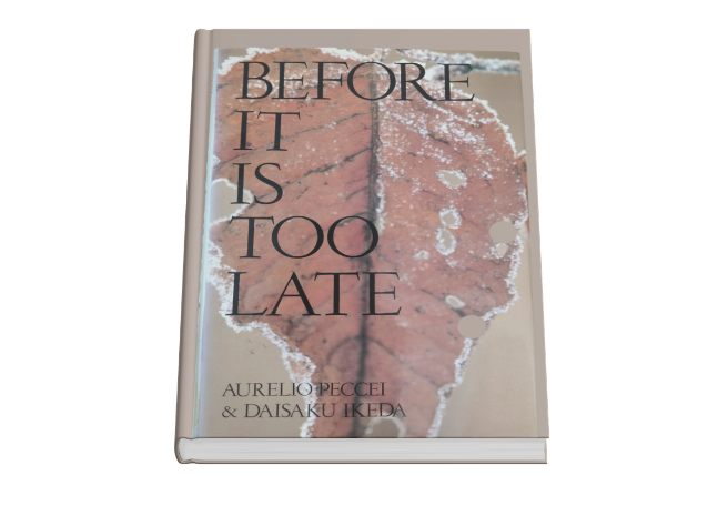“Before It Is Too Late” the dialogue between Aurelio Peccei and Daisaku Ikeda. Credit: SGI Peace Center